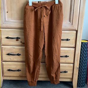 Rust color linen joggers